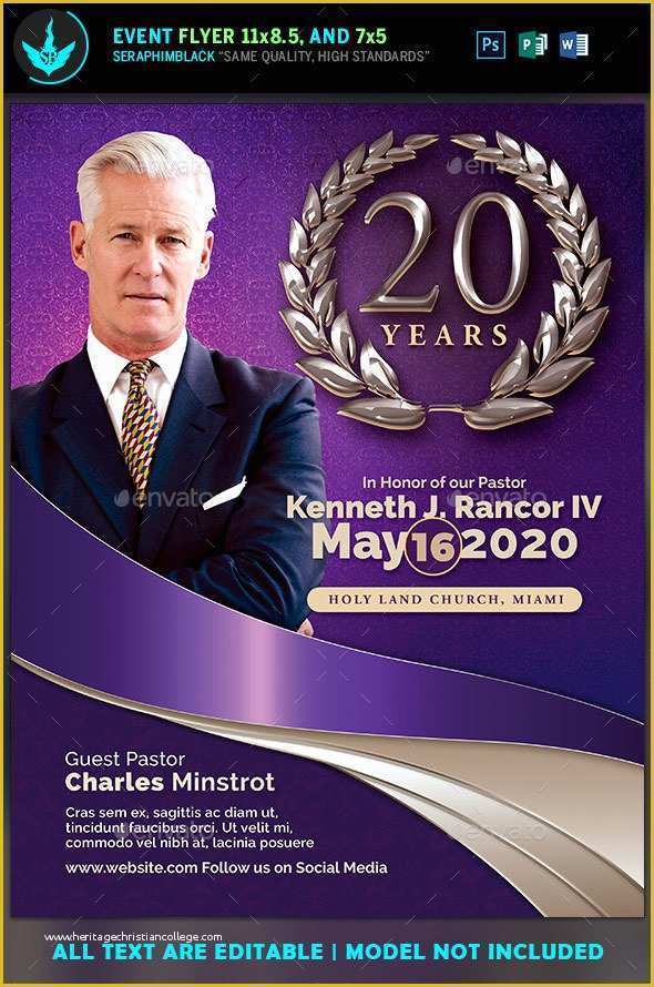 Pastor Anniversary Flyer Free Template Of Lavender Pastor S Anniversary Church Flyer Template by