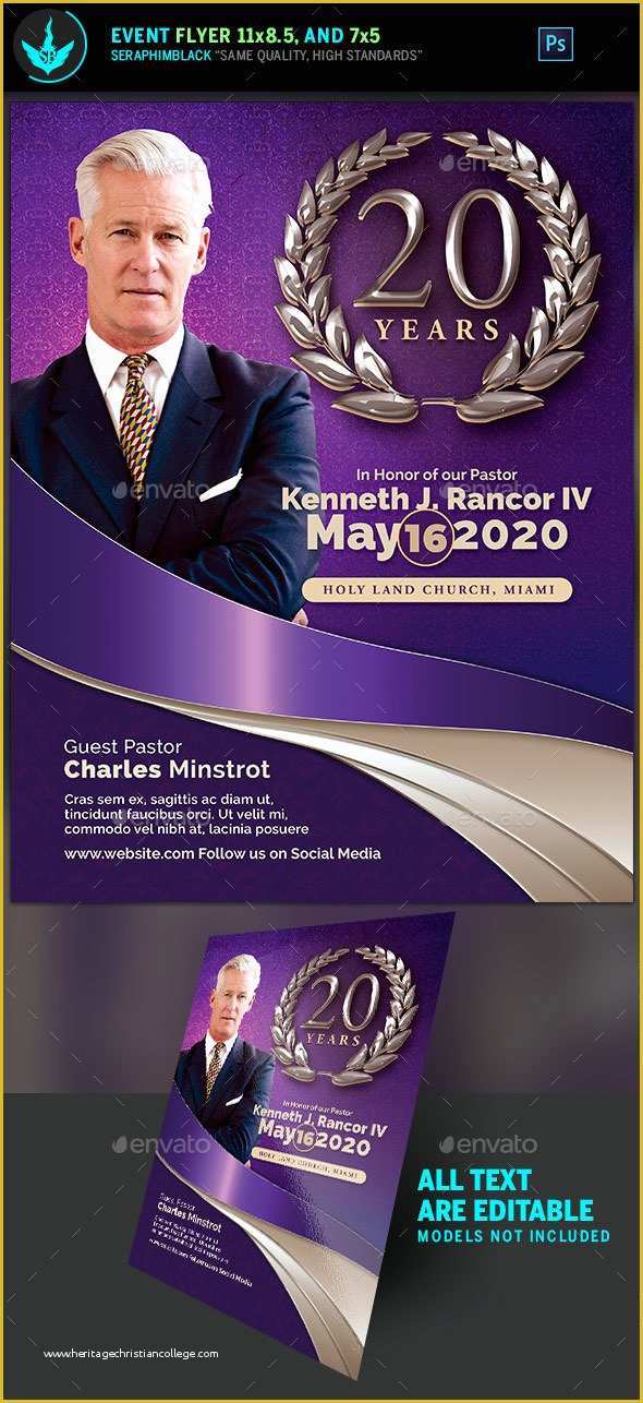 Pastor Anniversary Flyer Free Template Of Lavender Pastor S Anniversary Church Flyer Template by