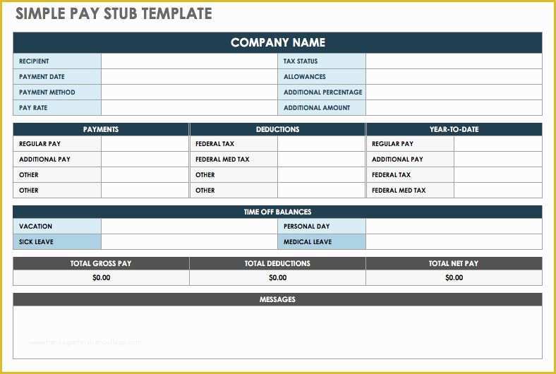 Pay Stub Template Free Of Printable Paycheck Stub Template