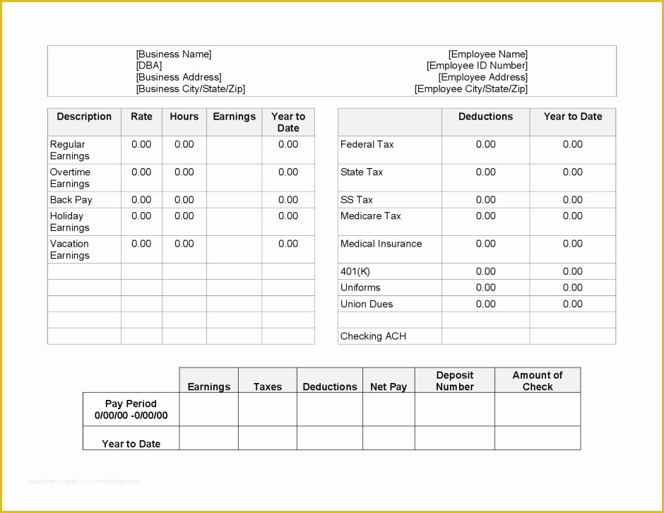 Paycheck Template Free Of 10 Pay Stub Templates Word Excel Pdf formats