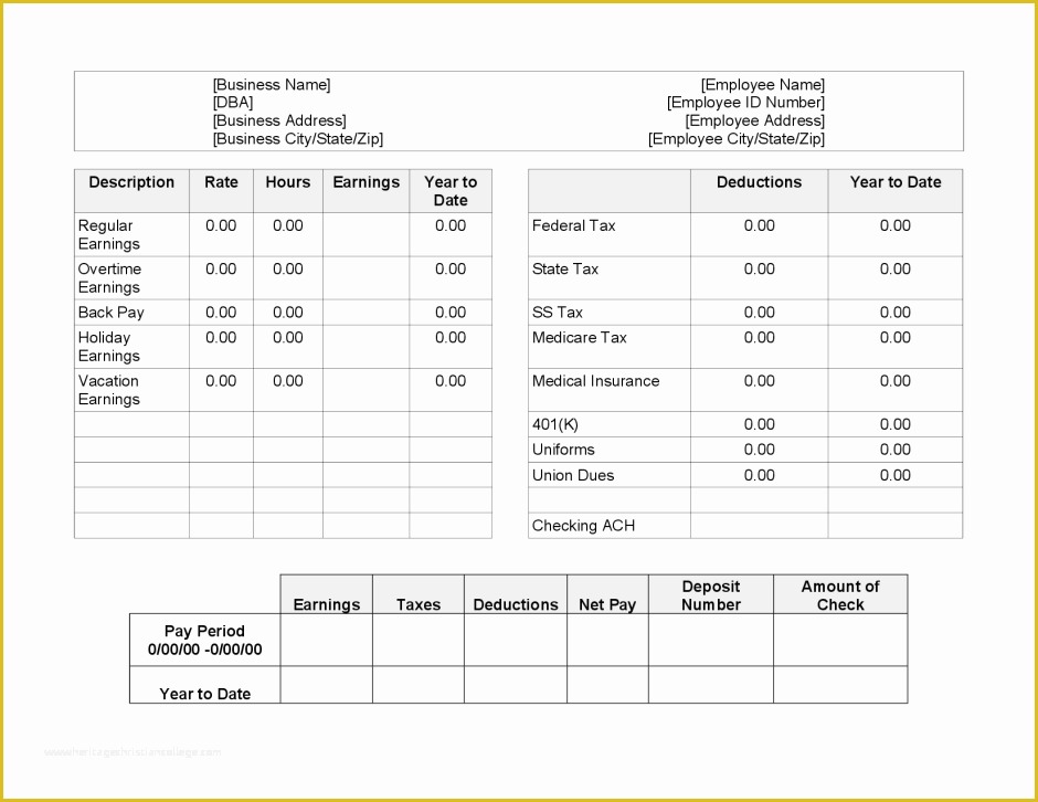 Paycheck Template Free Of 10 Pay Stub Templates Word Excel Pdf formats