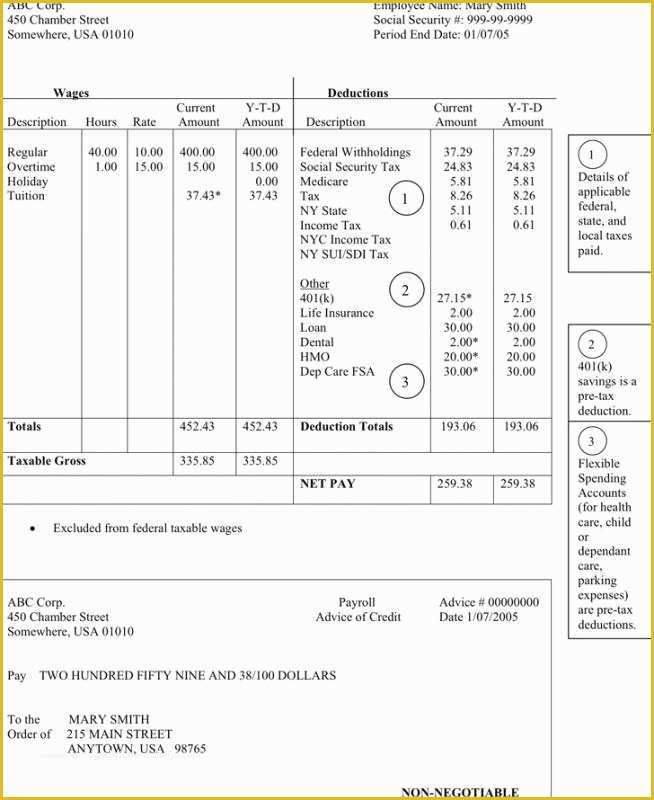 Paycheck Template Free Of Pay Stub Template Free