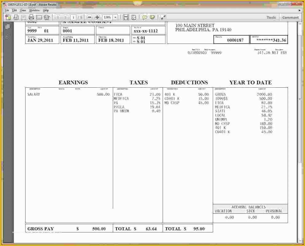 Paycheck Template Free Of Pay Stub Template Free