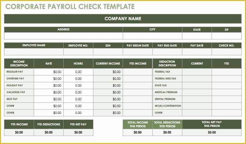 Payroll Check Template Free form Of 15 Free Payroll Templates