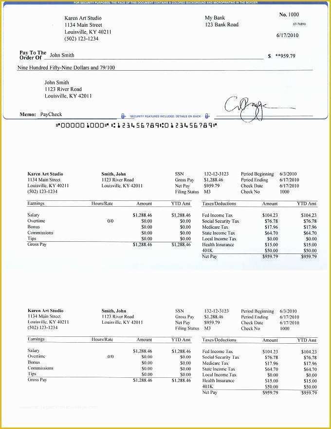 Payroll Check Template Free form Of Payroll Checks and Stubs Printed by Ezpaycheck software