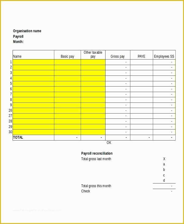 Payroll Template Excel Free Of 13 Payroll Templates Free Sample Example format