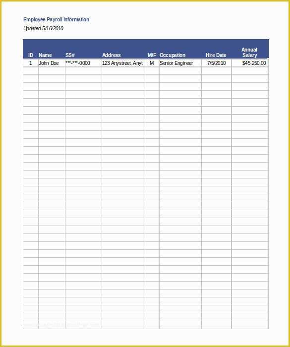 Payroll Template Excel Free Of 15 Payroll Templates Pdf Word Excel