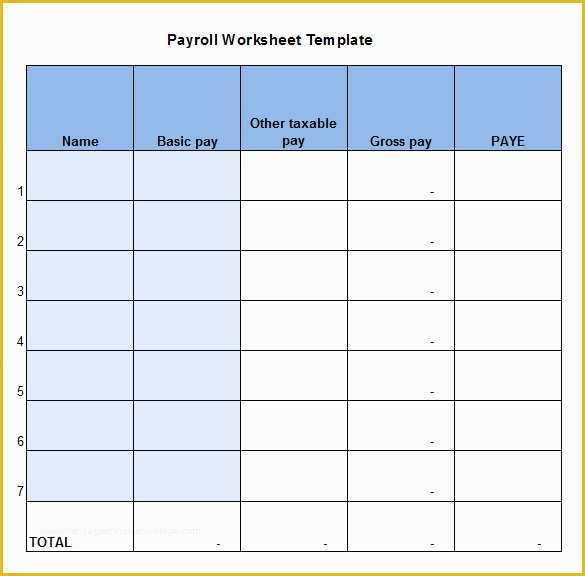 Payroll Template Excel Free Of 5 Payroll Worksheet Templates – Free Excel Documents