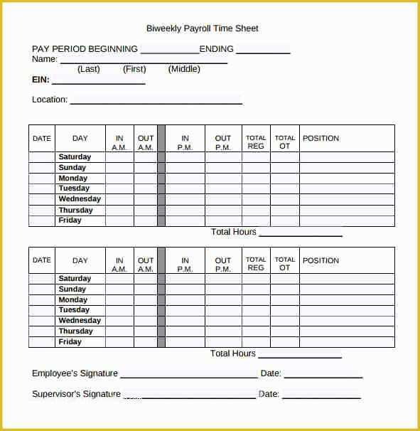 Payroll Template Excel Free Of 8 Biweekly Payroll Timesheet Template