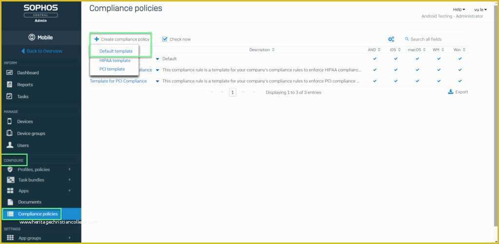 Pci Compliance Policy Templates Free Of sophos Mobile How to Create Pliance Policy – Techbast