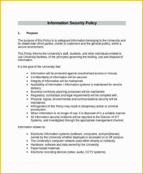 Pci Security Policy Template Free Of Network Security Policy Template Elegant Remote Access