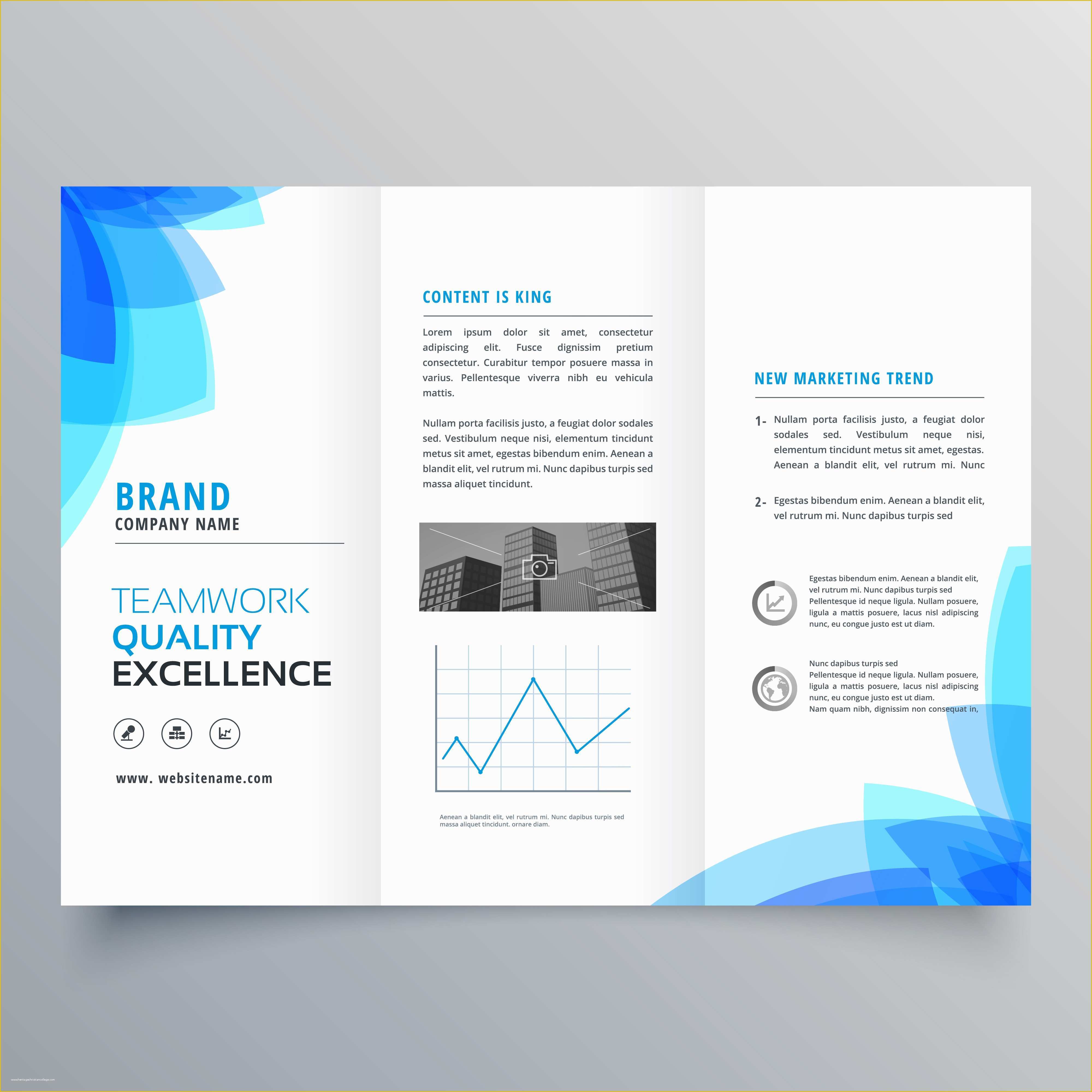 Pdf Design Templates Free Of Trifold Brochure Template Design with Abstract Blue Shapes