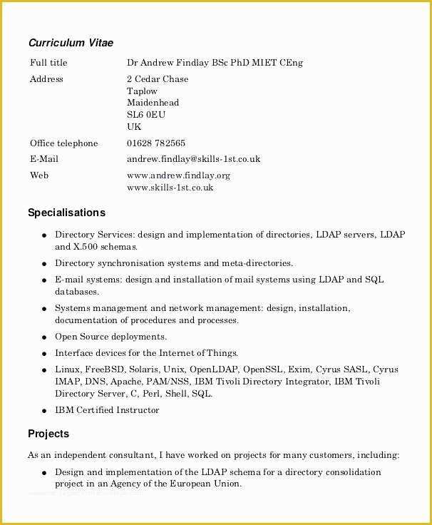 Pdf Resume Template Free Download Of How to Create Curriculum Vitae Sample Cv Template Pdf Free