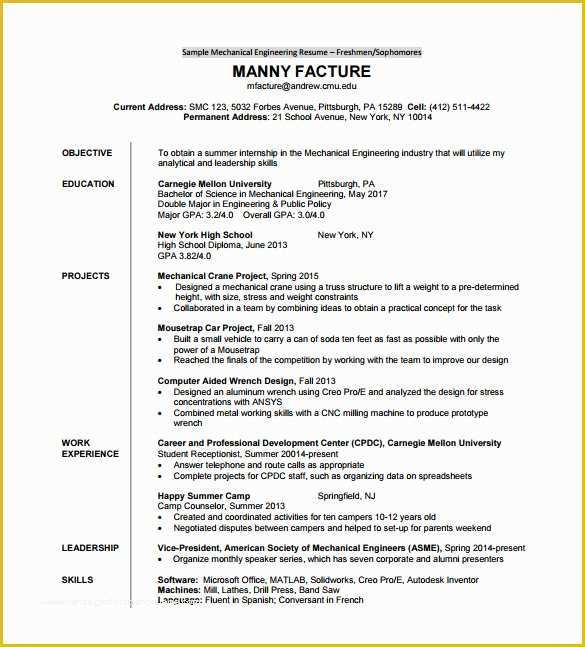 Pdf Resume Template Free Download Of Resume Template for Fresher – 10 Free Word Excel Pdf