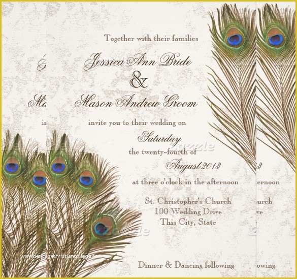 Peacock Invitations Template Free Of 13 Peacock Wedding Invitations Psd Jpg Indesign