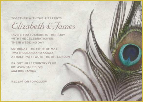 Peacock Invitations Template Free Of 23 Peacock Wedding Invitation Templates – Free Sample