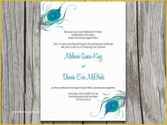 Peacock Invitations Template Free Of Instant Download Peacock Wedding Invitation Microsoft Word