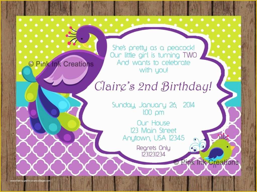 Peacock Invitations Template Free Of Peacock Birthday Invitations Cobypic