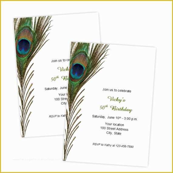 Peacock Invitations Template Free Of Peacock Feather Birthday Invitations Bridal Shower Wedding