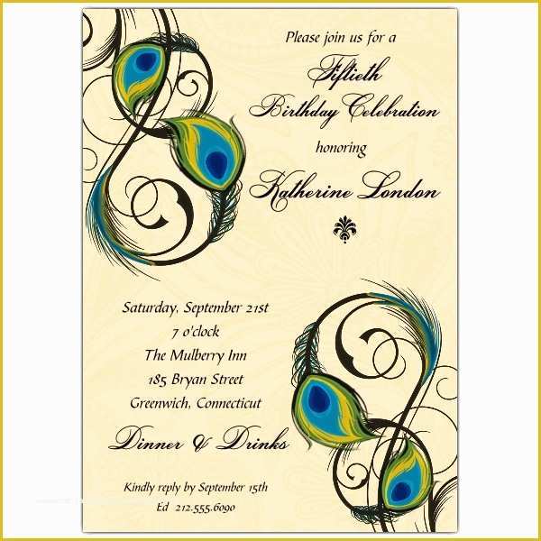 Peacock Invitations Template Free Of Peacock Feathers Birthday Invitations