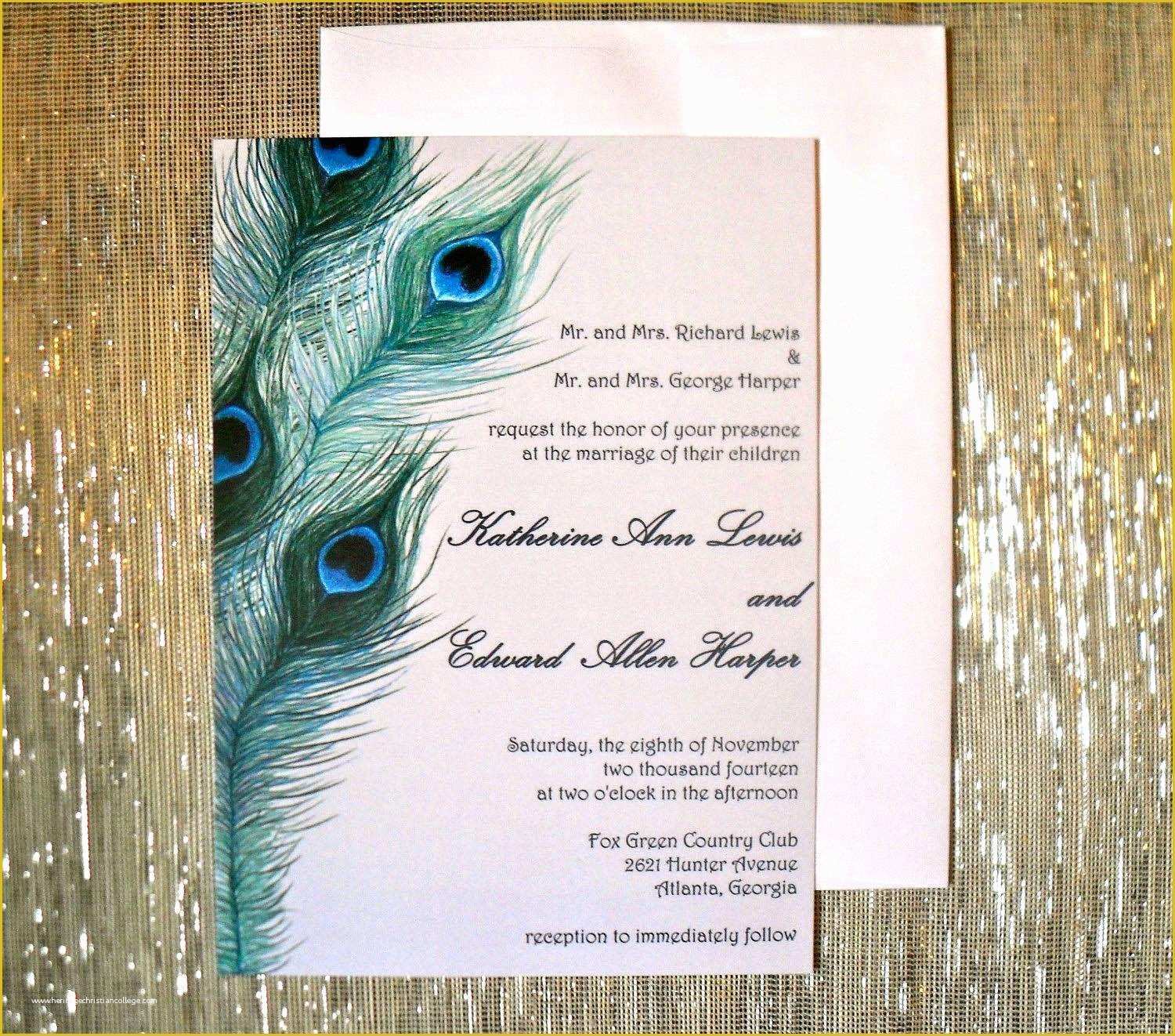 Peacock Invitations Template Free Of Peacock Invitation Cards Peacock Wedding Invites Etsy