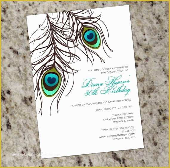 Peacock Invitations Template Free Of Peacock Invitation Printable Design Wedding Birthday or