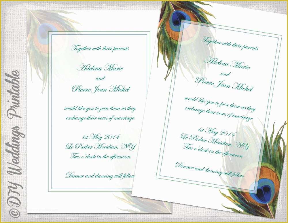 Peacock Invitations Template Free Of Peacock Wedding Invitation Template Wedding Invitations