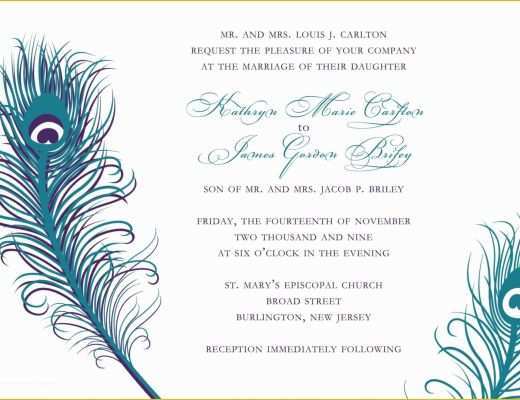 Peacock Invitations Template Free Of Peacock Wedding Invitations Templates