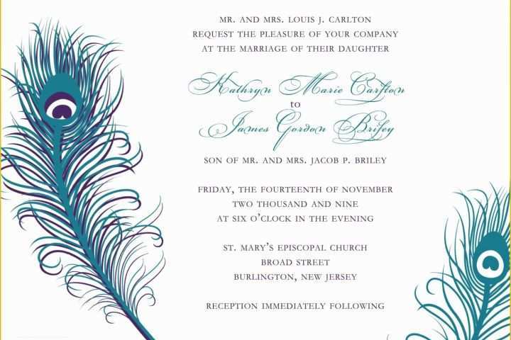 Peacock Invitations Template Free Of Peacock Wedding Invitations Templates