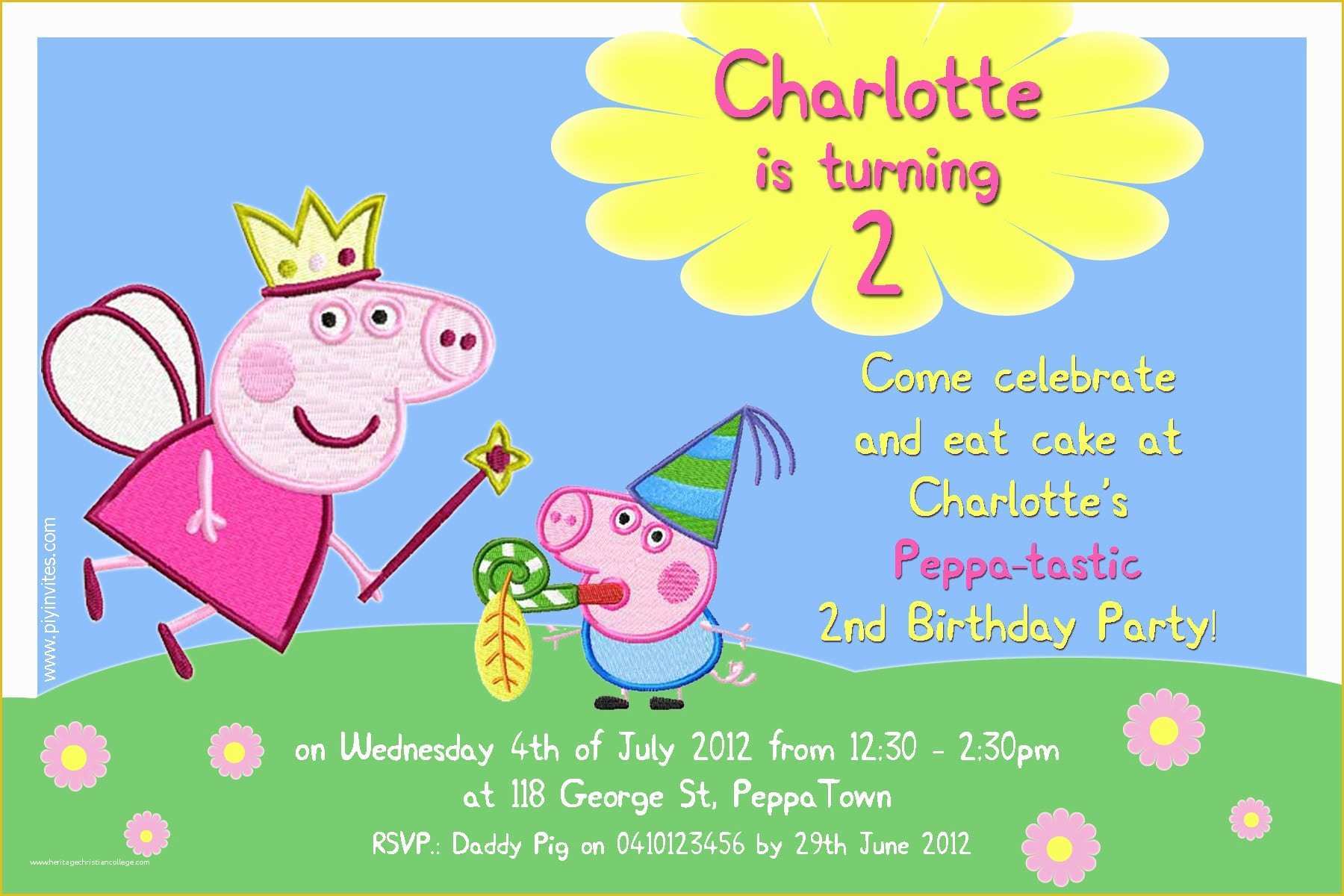 Peppa Pig Birthday Invitation Free Template Of Birthday Invitation Word Template Peppa Pig