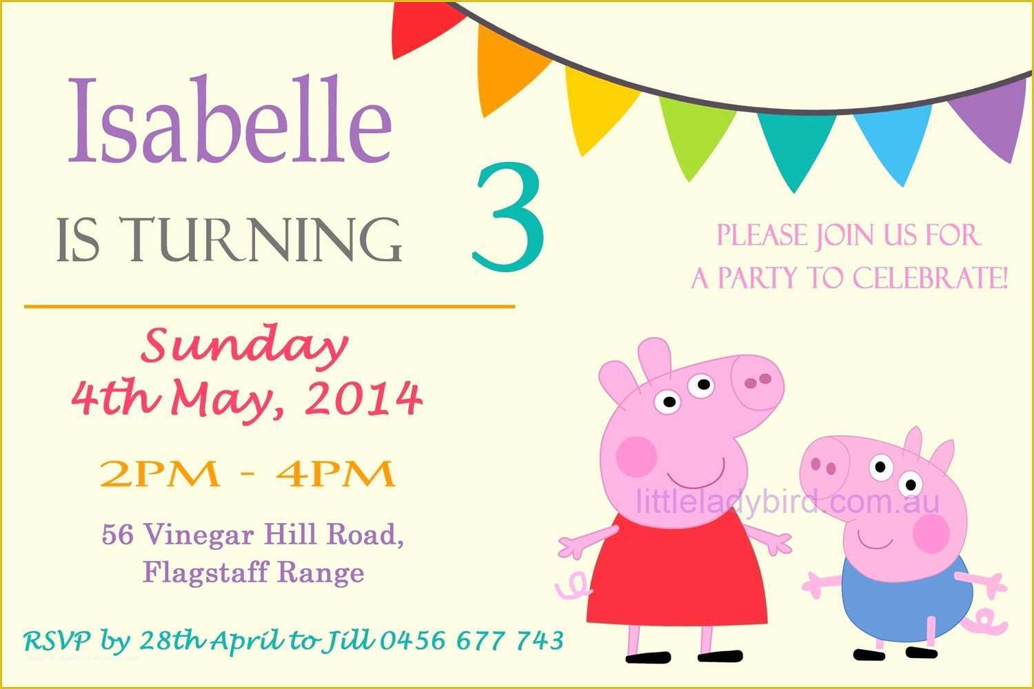 Peppa Pig Birthday Invitation Free Template Of Birthday Invitation Word Template Peppa Pig