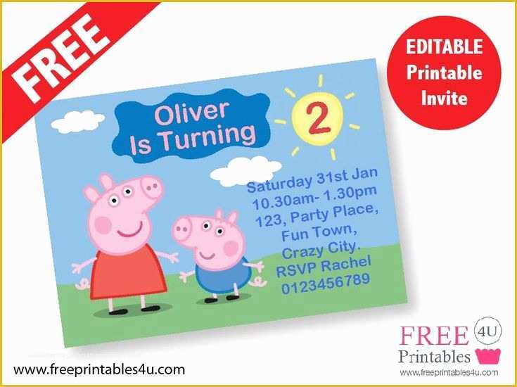 Peppa Pig Birthday Invitation Free Template Of Free Peppa Pig Invites Freeprintables4u