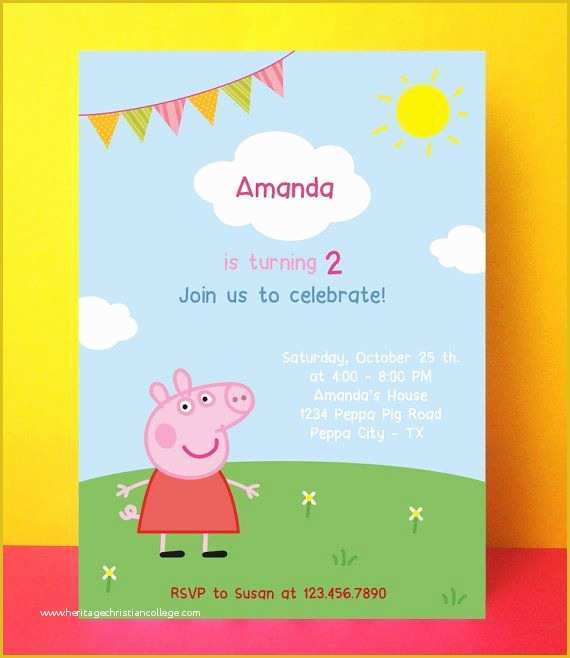 Peppa Pig Birthday Invitation Free Template Of Instant Download Peppa Pig Invitation Card Editable