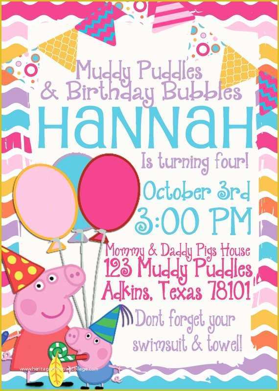 Peppa Pig Birthday Invitation Free Template Of Peppa Pig Birthday Invitation by Tandedesigns On Etsy