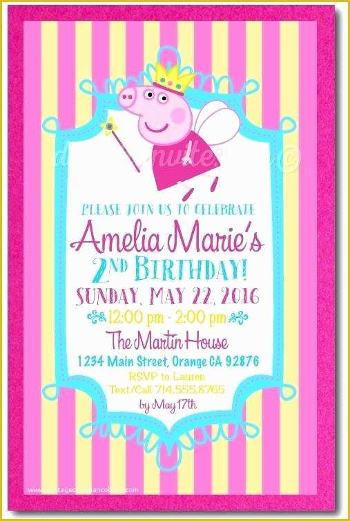Peppa Pig Birthday Invitation Free Template Of Peppa Pig Birthday Invitations Princess Pig Birthday