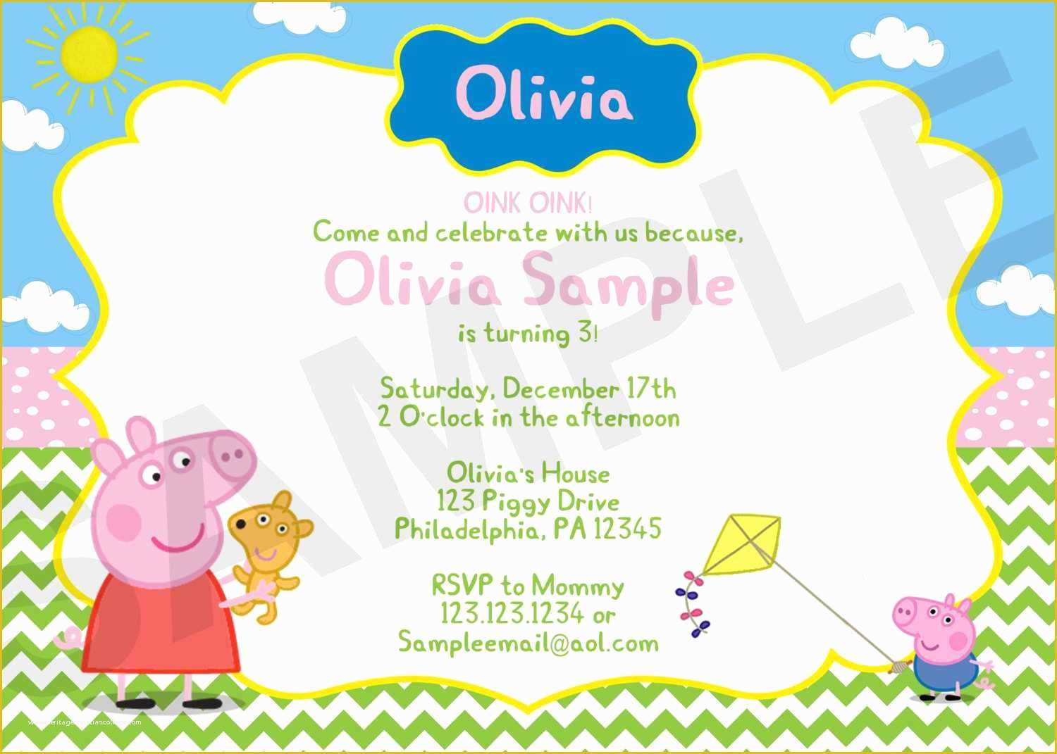 Peppa Pig Birthday Invitation Free Template Of Peppa Pig Invitation Template Email Invitations Baby