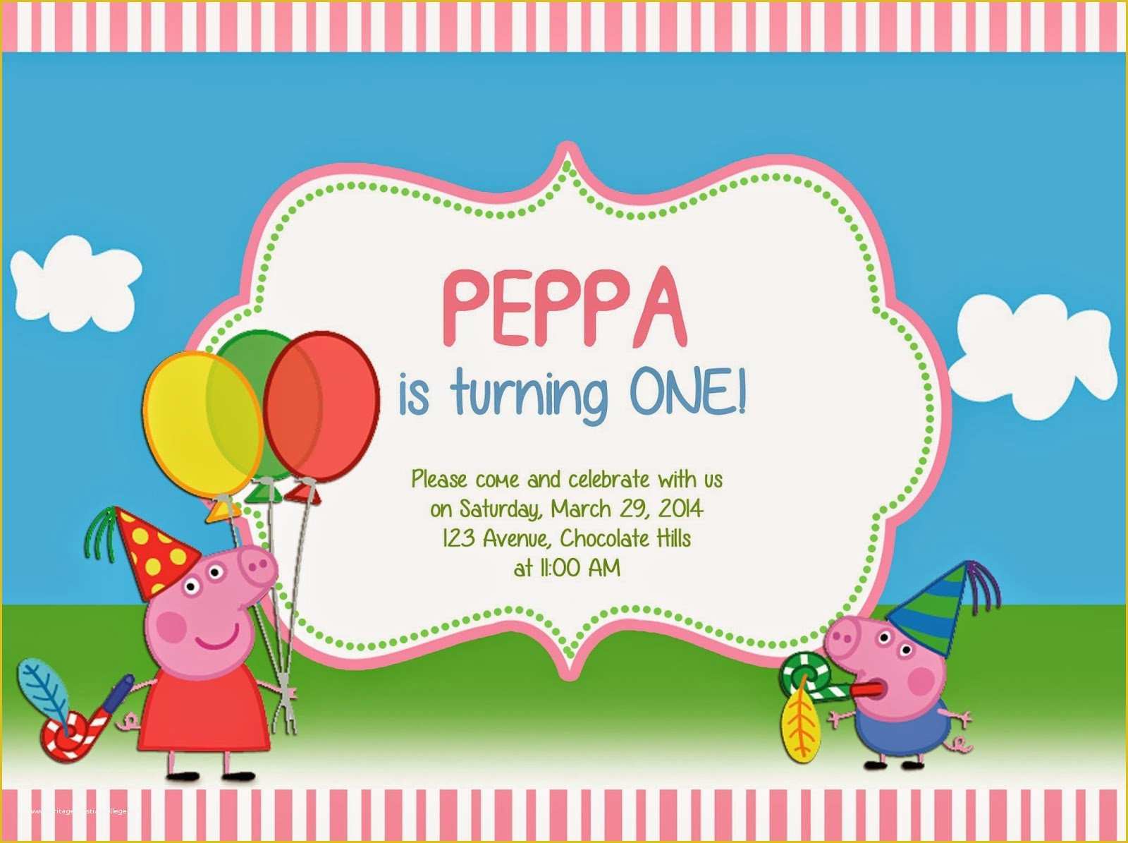 Peppa Pig Birthday Invitation Free Template Of Peppa Pig Invitations Templates