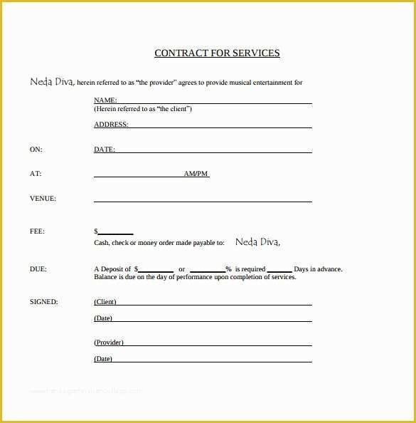 Performance Agreement Template Free Of 15 Music Contract Templates