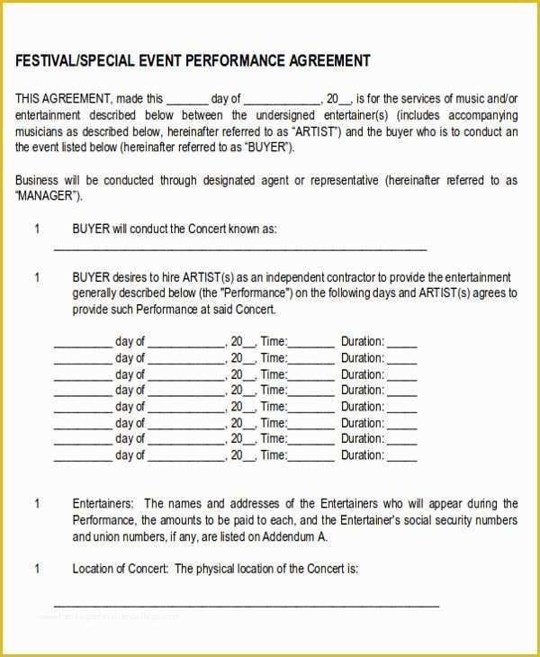 Performance Agreement Template Free Of 9 Performance Agreement Contract Samples
