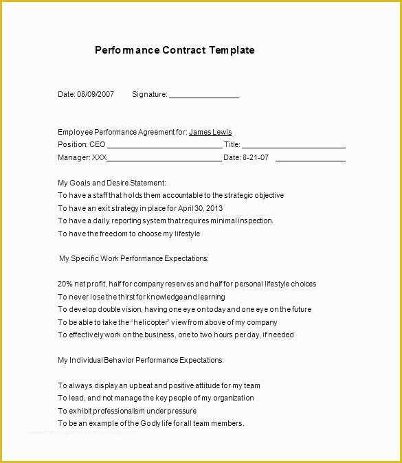 Performance Agreement Template Free Of Artist Performance Contract Template