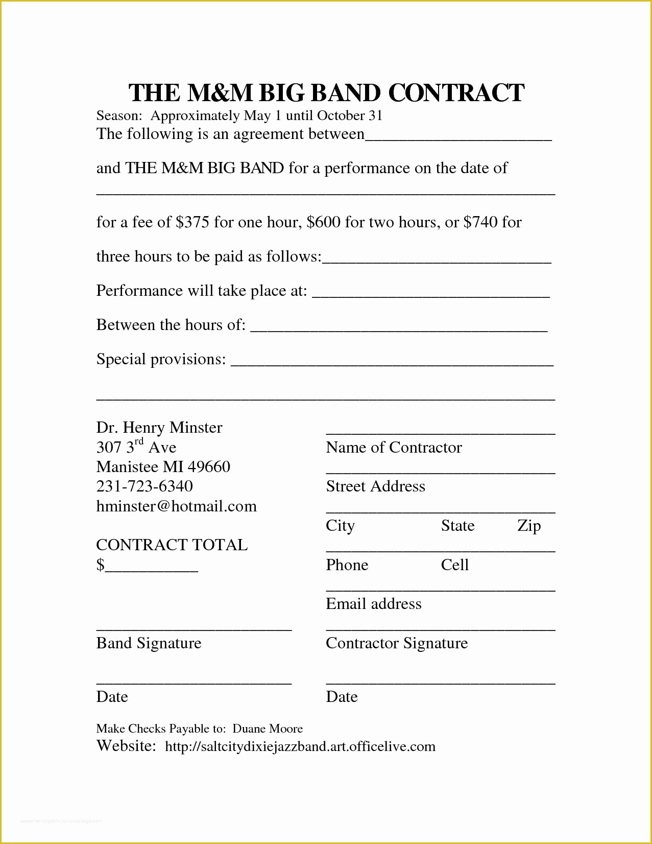 Performance Agreement Template Free Of Contract Performance Contract Template