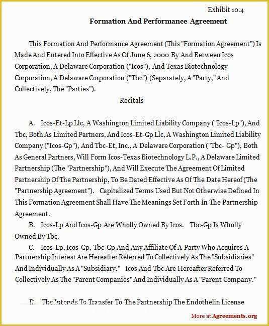 Performance Agreement Template Free Of formation and Performance Agreement Sample formation and