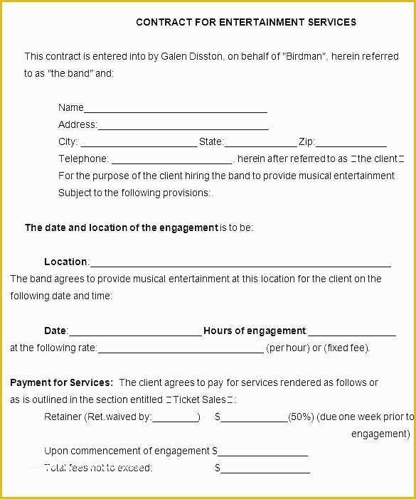 Performance Agreement Template Free Of Music Performance Contract Template Best Insurance