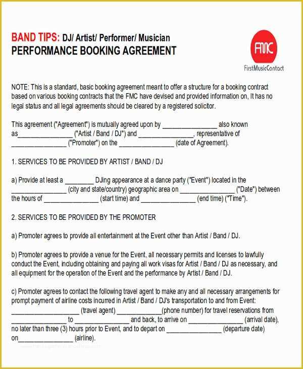 Performance Agreement Template Free Of Performance Agreement Contract Sample 10 Examples In