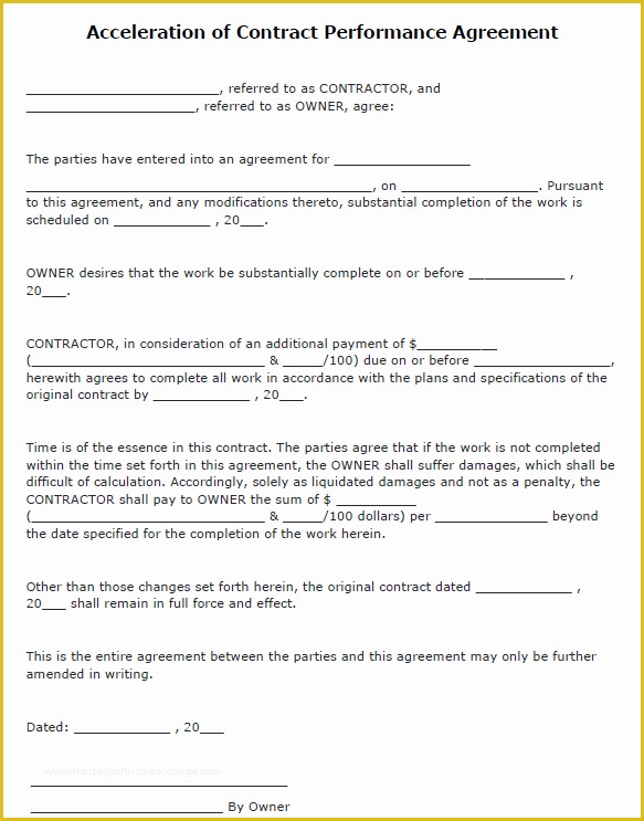 Performance Agreement Template Free Of Performance Agreement