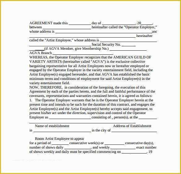 Performance Agreement Template Free Of Performance Contract Template 11 Download Free