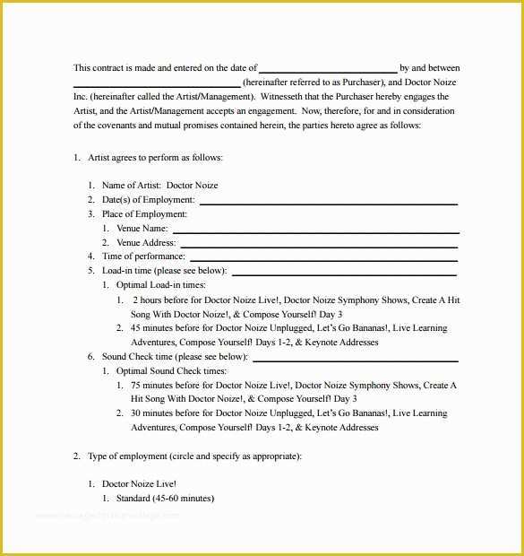 Performance Agreement Template Free Of Performance Contract Template 13 Download Free