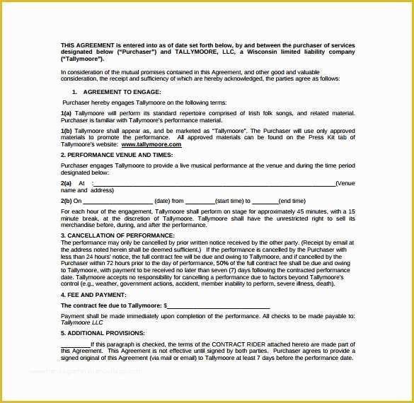 Performance Agreement Template Free Of Performance Contract Template 14 Download Free