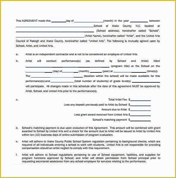 Performance Agreement Template Free Of Performance Contract Template 14 Download Free