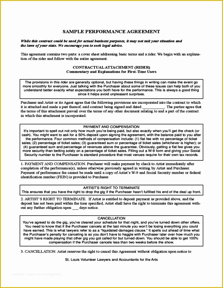 Performance Agreement Template Free Of Sample Performance Agreement Free Download